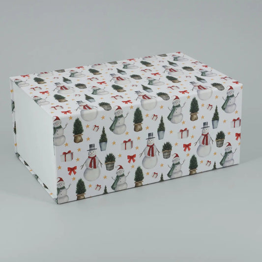 Weihnachtsbox - Schneemänner, Geschenke & Tannen - Weiß Gr. L