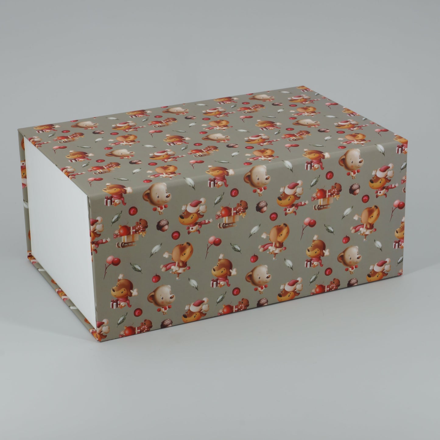 Magnetbox mit Kindermotiv in khaki