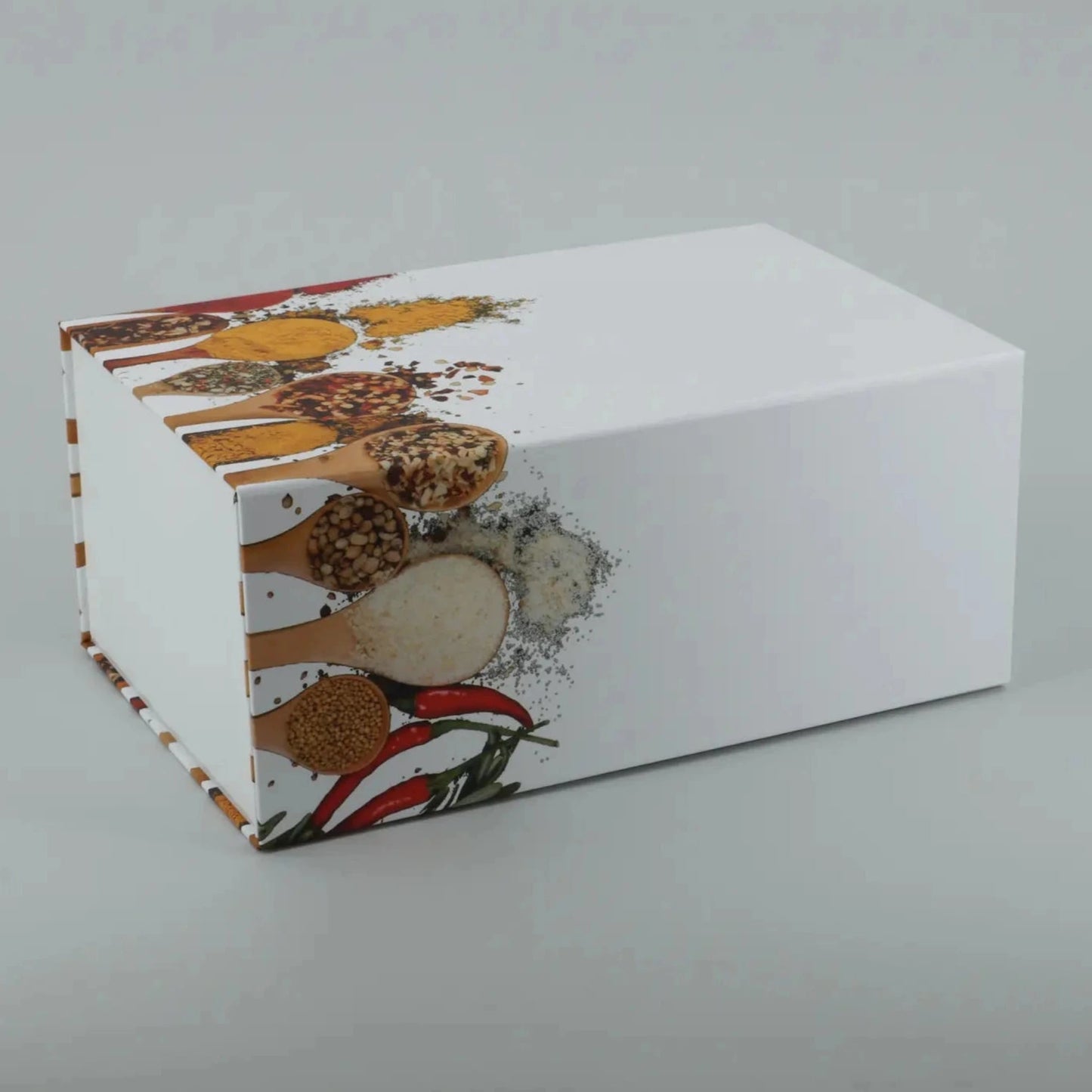 Magnetbox mit Gewürzmotiv, weiss, Gr.L, liegend