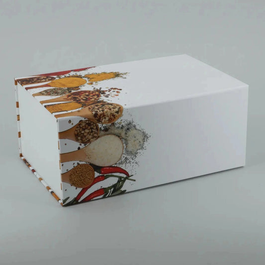 Magnetbox mit Gewürzmotiv, weiss, Gr.L, liegend