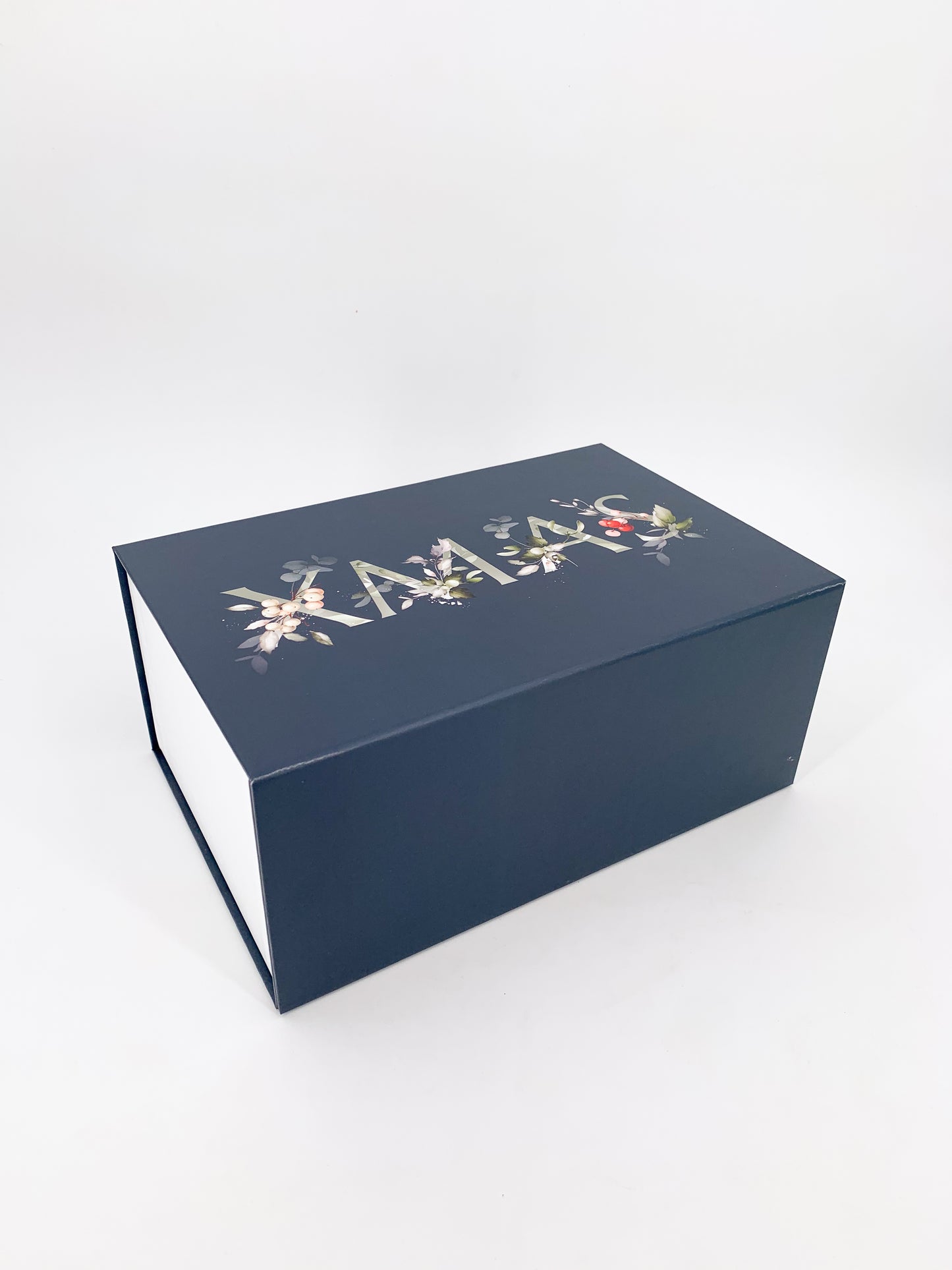 Blaue Magnetbox mit XMAS Print