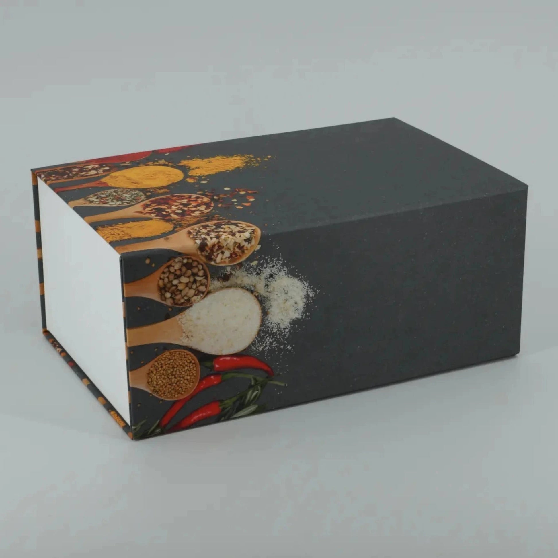 Magnetbox mit Gewürzmotiv, grau, Gr.L, liegend